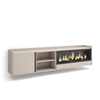 Skraut Home Skraut Home - Mueble Tv, Televisi&oacute;n, Muebles De Sal&oacute;n, Almacenaje, 212x35x50cm, Para Tv Hasta 80, Chimenea El&eacute;ctrica Xxl, Colgado, Suspendido, Estilo 