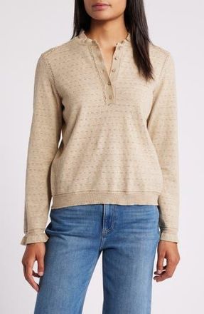 Wit & Wisdom Ruffle Pointelle Sweater in Oatmeal at Nordstrom Rack, Size X-Small