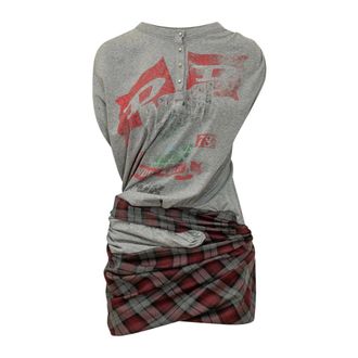 Diesel Kleedjes, Dames, Grijs, S, Katoen, J-Voxa-Check Playsuit