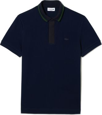 Lacoste Regular Fit Tipped Cotton Piqu&eacute; Polo in 166 Marine at Nordstrom, Size 3