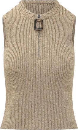 J.W.Anderson Zip Tanktop - Dames - Tops zonder mouwen - Beige - S - Katoen - Tops