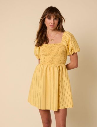 Nobody's Child Yellow Pinstripe Tasmin Mini Dress