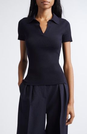 Max Mara Albero Virgin Wool Rib Polo Sweater in Ultramarine at Nordstrom, Size X-Small