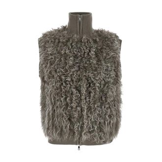 P.A.R.O.S.H. Gilet in lana con colletto e tasche - - Jackets - Donna - Beige - M