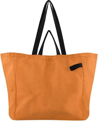 Generic Safety Orange print Reusable Canvas Tote Bag, Heavy Duty Grocery Shopping Bag with Hard Bottom Large Capacity Double Handles Work Groceries Travel