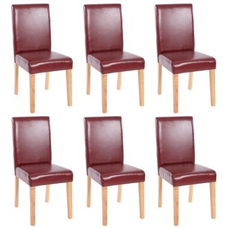 Hhg Hhg - Juego De 6 Sillas De Comedor Silla De Cocina Littau, Polipiel, Marr&oacute;n Rojizo, Patas Claras
