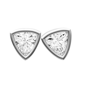 Diamond2Deal 14K White Gold 0.25 Ct Lab Grown Trillion Shape Diamond Solitaire Stud Earrings Color- E-F, Clarity- VS1