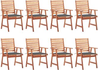 vidaXL Vidaxl - Sillas Comedor De Jard&iacute;n Y Cojines 8 Uds Madera Maciza Acacia
