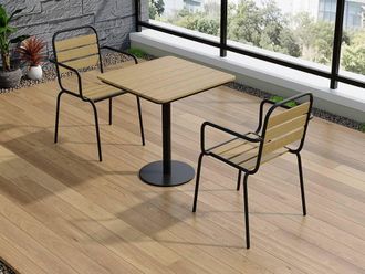 Vente-Unique Garden Dining Set In Polywood & Metal: A Table W.70 Cm & 2 in Black