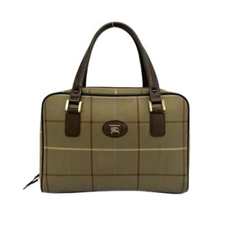 Burberry Pre-owned Canvas Leather Boston Bag - Dames - Vintage Handtas - Beige - ONE Size - Leer - Vintage