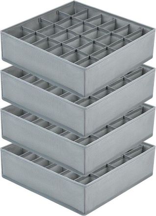 OEM 4 Cajas De Almacenamiento Para Calcetines Y Ropa Interior Con 24 Compartimentos: Separadores De Cajones Plegables Y Cajas De Tela