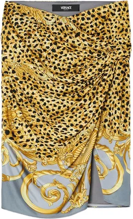 Versace Grey Cheetah Print Midi Skirt
