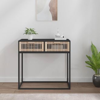 vidaXL Mesa Consola Hierro Y Madera Contrachapada Negro 80x30x75 Cm Vidaxl