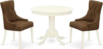 East West Furniture Dining Room Set Linen White, ANFR3-LWH-18