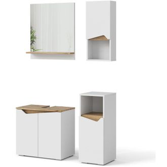Vicco Set di mobili da bagno Marelle, Bianco, 4 parti