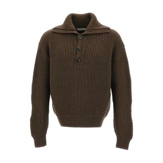 Dries Van Noten Maglione a tre bottoni a coste - - Knitwear - Uomo - Marrone - M