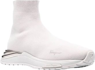 Ferragamo Womens Ankle Sock Sneakers In White