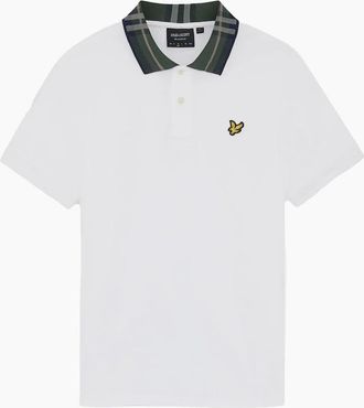 Lyle & Scott Mens Lyle & Scott Tartan Collar Polo Shirt White - Size: 42