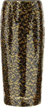 Staud Gonna midi Ciara con paillettes - Marrone