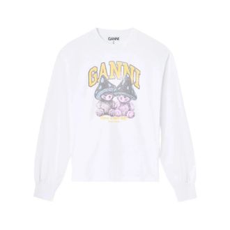 Ganni T-shirt - Dames - Sweatshirts - Wit - S - Hoodies & sweatvesten