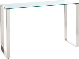 Beliani Beliani - Consola De Vidrio Templado Transparente Plateado 120 X 40 Cm Acero Inoxidable Tilon