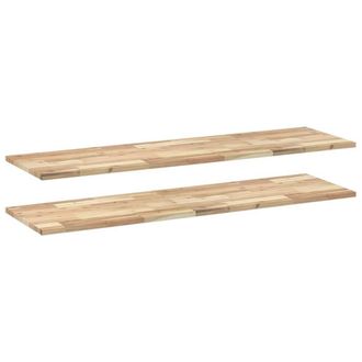 Berkfield Home Floating Shelves 2 pcs 140x40x2 cm Untreated Solid Wood Acacia in Brown | Size: 140 x 40 x 2 cm