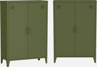 Sweeek C&oacute;moda/armario De Metal De 2 Puertas, Set De 2