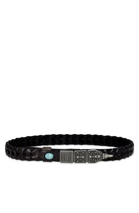 Fortela Tess Woven Leather Belt in Black at Nordstrom