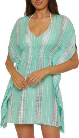 BECCA by Rebecca Virtue Radiance Woven Cover-Up Tunic in Aqua Sea/Bellflower at Nordstrom, Size X-Small