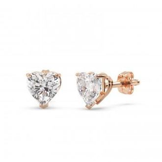 Allurez 0.50ct Heart-Cut Moissanite Stud Earrings 18kt Rose Gold (F-G, VVS1)