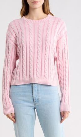 Abound Cable Crew Sweater in Pink Combo at Nordstrom Rack, Size X-Small
