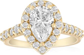 Pompeii3 2 Ct Pear Shape Halo Diamond Engagement Ring 14k Yellow Gold