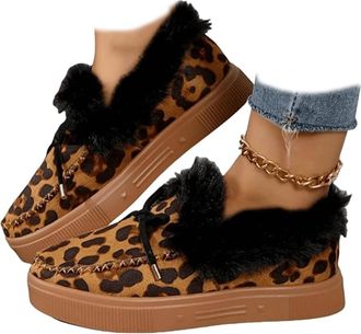 Generic Womens Winter Flat Boots Warm Durable Shoes With Fur,Cozy Bowknot Fleece Lining,Slip Resistant Indoor Outdoor Cozy Fleece Lined House Boots, Comfortab