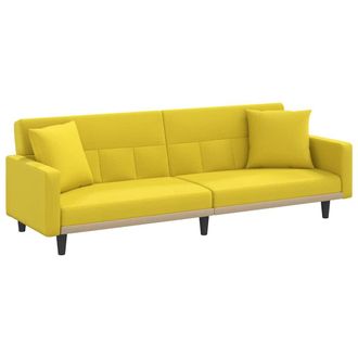 vidaXL Sof&aacute; Cama Con Cojines Tela Amarillo Claro Vidaxl
