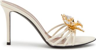 Giuseppe Zanotti Orchid 90 Crystal-embellished Leather Sandals - White - 40 (IT40 / UK7)