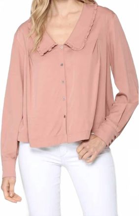 Fate Long Sleeve Collared Blouse In Peach