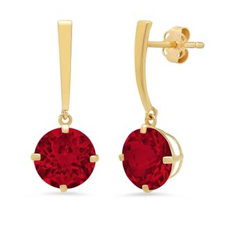 MAX + STONE 14k Yellow or White Gold 8mm Solitaire Gemstone Round Drop Dangle Earrings