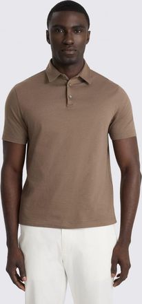 Moss Brown Cotton Jersey Polo Shirt