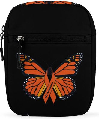 Generic MS Multiple Sclerosis Awareness Butterfly Crossbody Bag Adjustable Satchel Cute Shoulder Bag Lightweight Sling Bags