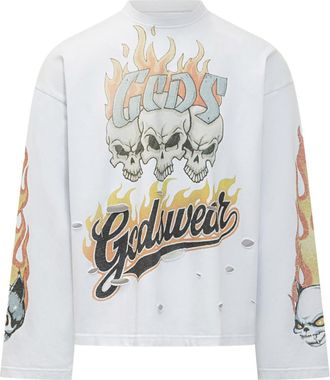 GCDS White Graphic Crew Neck T-Shirt