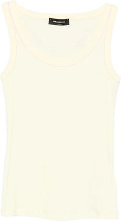 Fabiana Filippi Sleeveless Tops, female, Yellow, Size: XS Scoop Neck Sleeveless Fine Ribbed Top