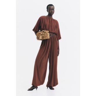H&M Draped Balloon Trousers in Brown at Nordstrom, Size X-Small
