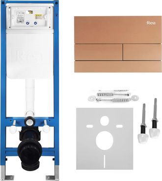 Rea Bastidor Para Inodoro Suspendido Rea Slim 024n Con Pulsador T Brush Copper