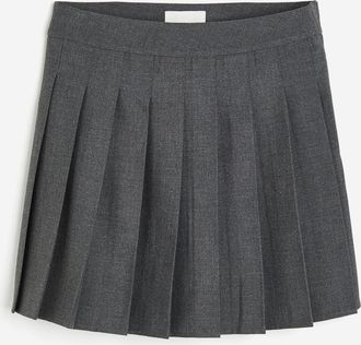 H&M Kurzer Faltenjupe - Grau