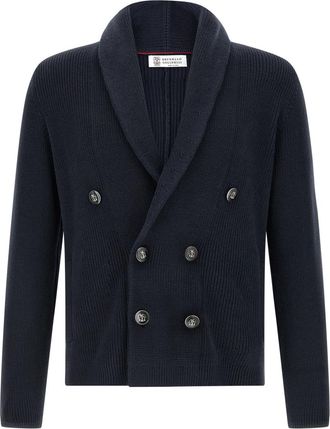 Brunello Cucinelli Blue Button Cardigan