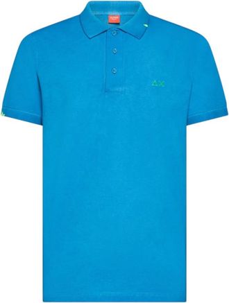Sun 68 Geverfd Poloshirt met Geborduurd Logo - Heren - Polos - Blauw - M - Katoen - Tops