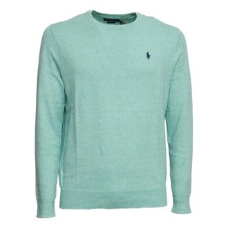 Polo Ralph Lauren Round-neck Knitwear, male, Green, Size: L Pony Embroidered Crewneck Sweater