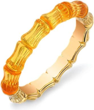 Gold & Honey Womens Bamboo Lucite Hinge Bangle In Honey