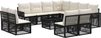 vidaXL Conjunto De Sof&aacute;s De Jard&iacute;n 12 Uds. Negro Y Blanco Crema Vidaxl