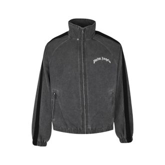 Palm Angels Trackjack met logo-print en zijstrepen - Heren - Jassen - Grijs - Maat: XL Zijde
